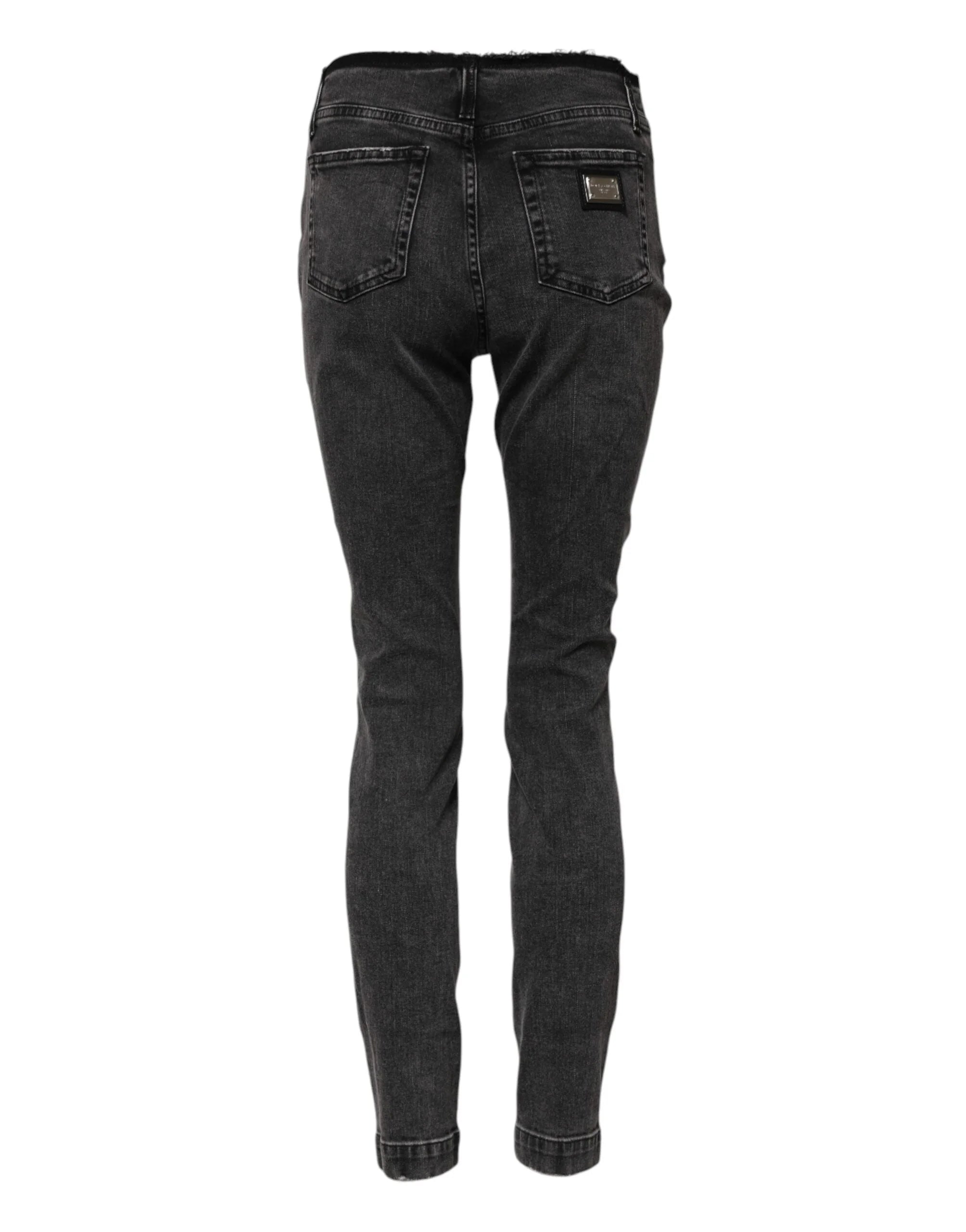 Dolce & Gabbana Gray Skinny Cotton Mid Waisted Denim Jeans - IT40|S - Jeans