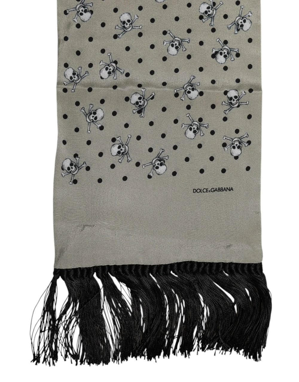 Dolce & Gabbana Gray Skulls Silk Fringes Men Foulard Scarf - Scarves & Shawls