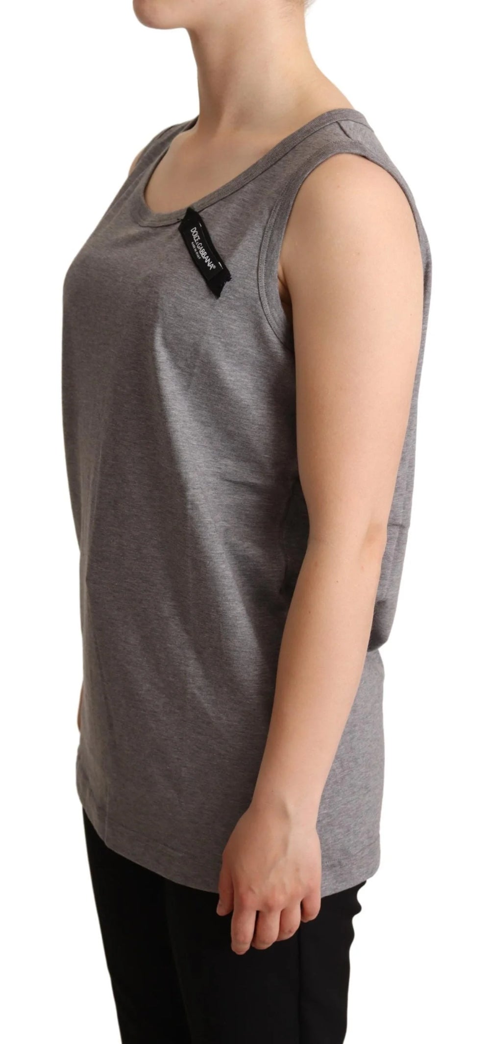 Dolce & Gabbana Gray Sleeveless Round Neck Tank Top T-shirt - IT38|XS - Tank Tops