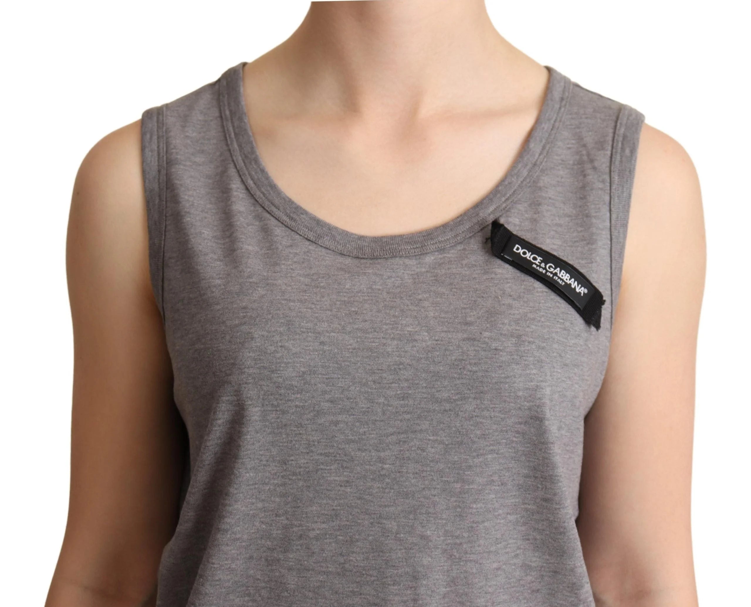Dolce & Gabbana Gray Sleeveless Round Neck Tank Top T-shirt - IT38|XS - Tank Tops