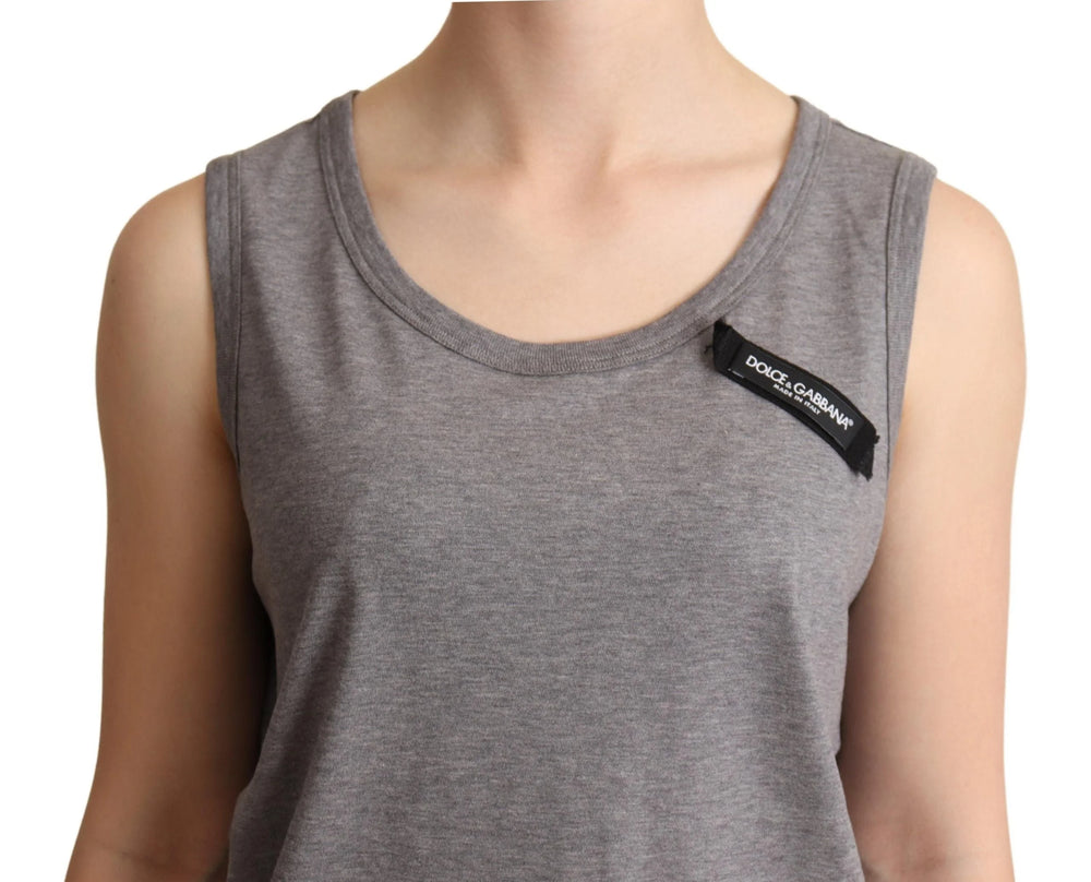 Dolce & Gabbana Gray Sleeveless Round Neck Tank Top T-shirt - IT38|XS - Tank Tops
