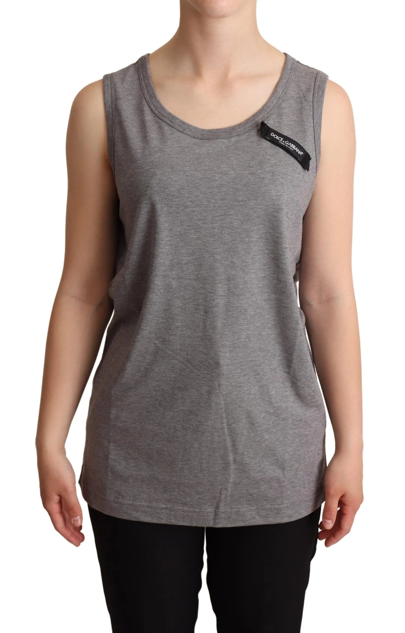 Dolce & Gabbana Gray Sleeveless Round Neck Tank Top T-shirt - IT38|XS - Tank Tops