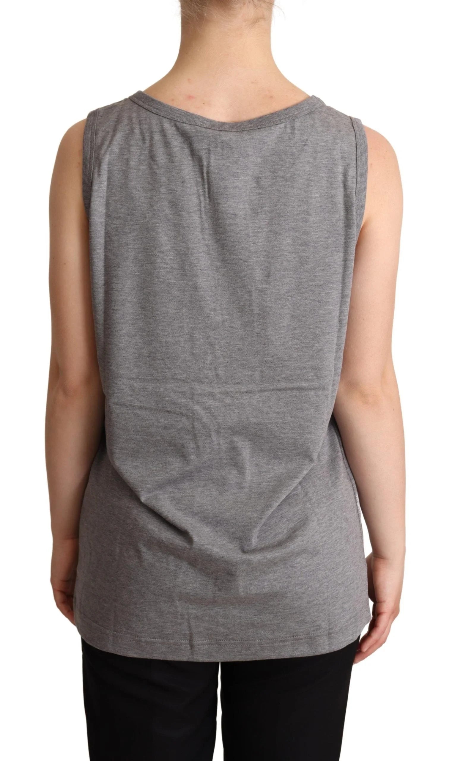 Dolce & Gabbana Gray Sleeveless Round Neck Tank Top T-shirt - IT38|XS - Tank Tops