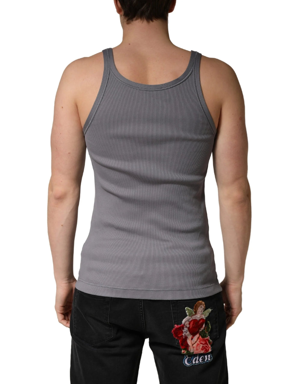 Dolce & Gabbana Gray Sleeveless Round Neck Tank Top T-shirt - IT48 | M
