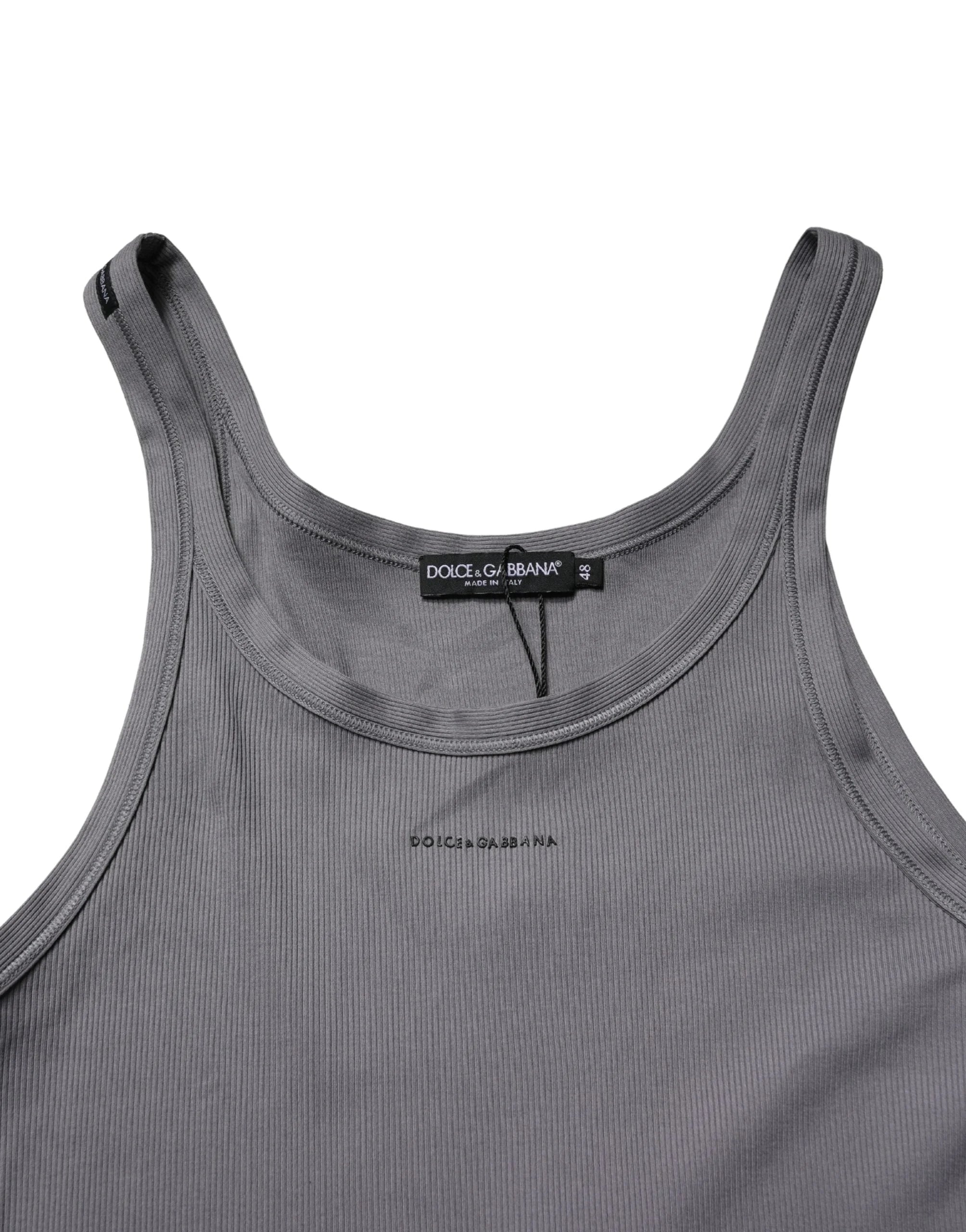 Dolce & Gabbana Gray Sleeveless Round Neck Tank Top T-shirt - IT48 | M