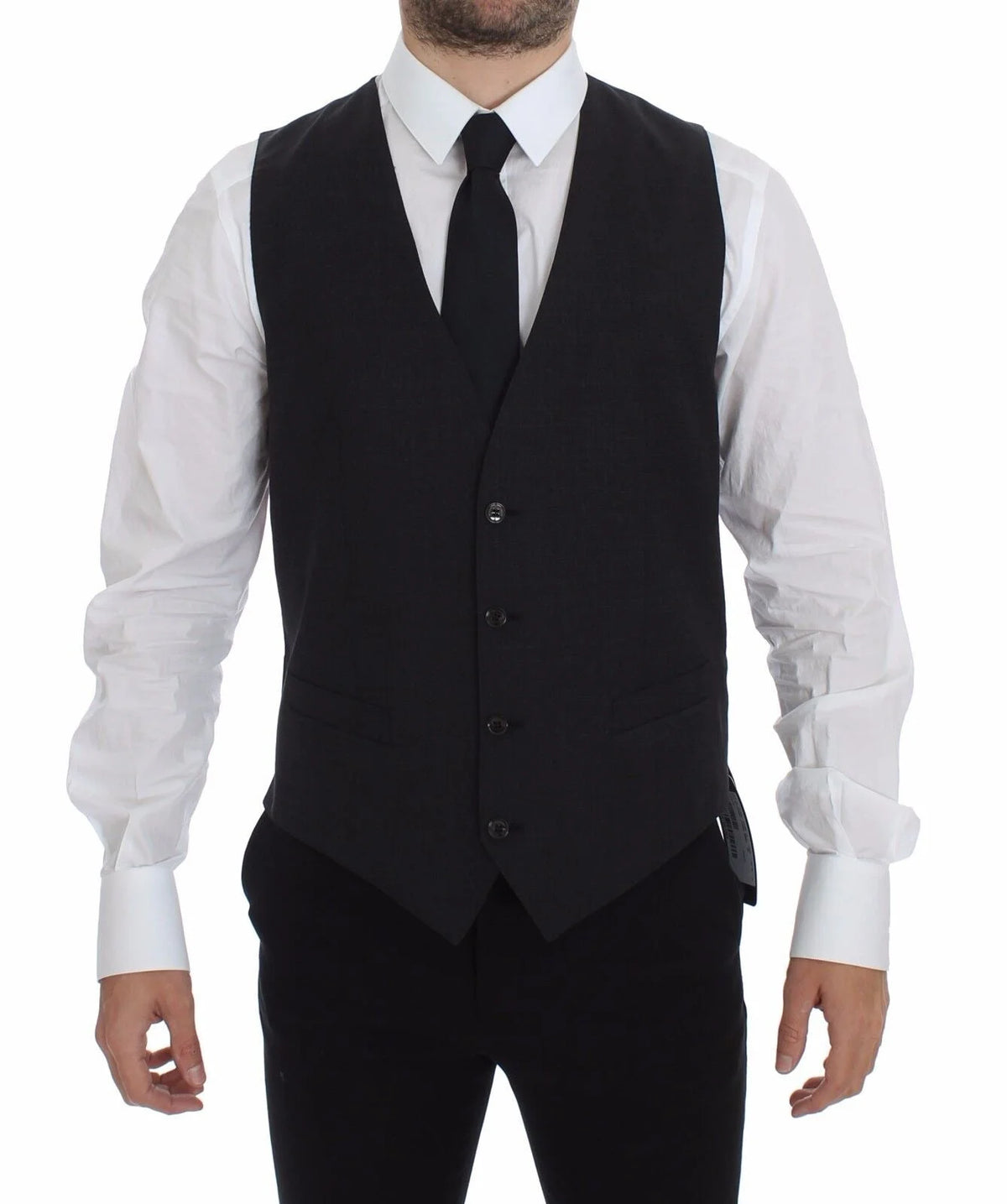 Dolce & Gabbana Gray Slim Fit Button Front Dress Formal Vest - 48 | M - Vests