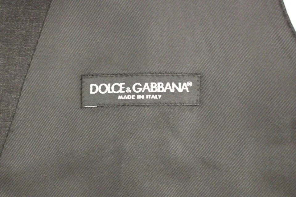 Dolce & Gabbana Gray Slim Fit Button Front Dress Formal Vest - 48 | M - Vests