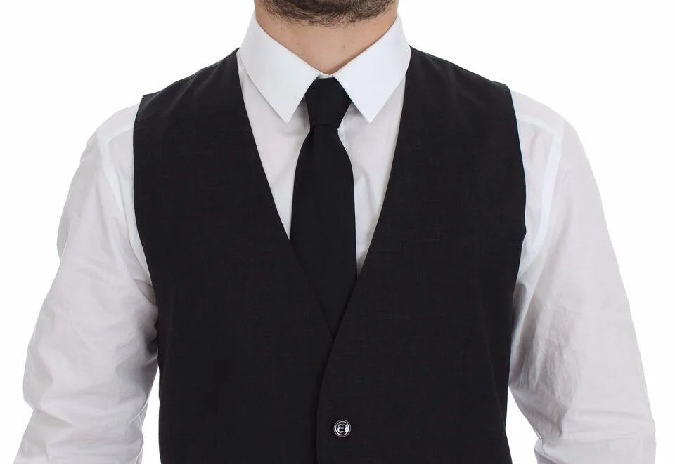 Dolce & Gabbana Gray Slim Fit Button Front Dress Formal Vest - 48 | M - Vests