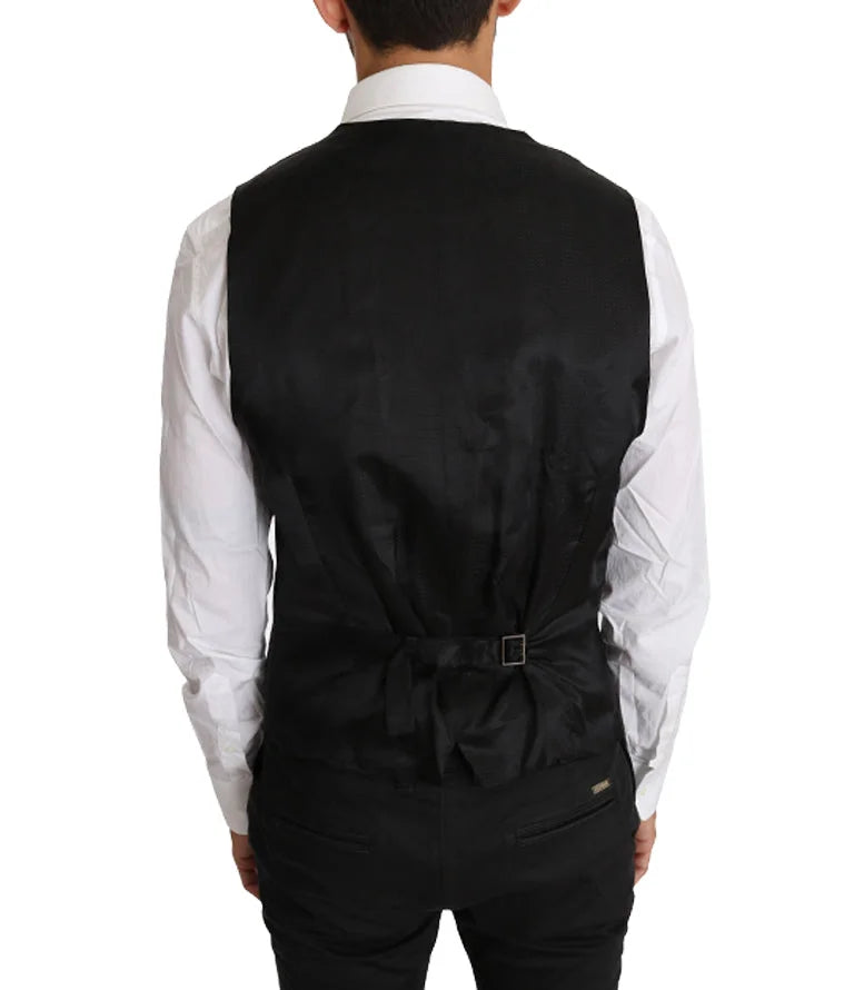 Dolce & Gabbana Gray Solid 100% Wool Waistcoat Vest - IT50 | L - Vests