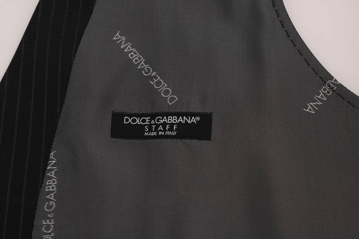 Dolce & Gabbana Gray STAFF Cotton Striped Vest - IT50 | L - Vests