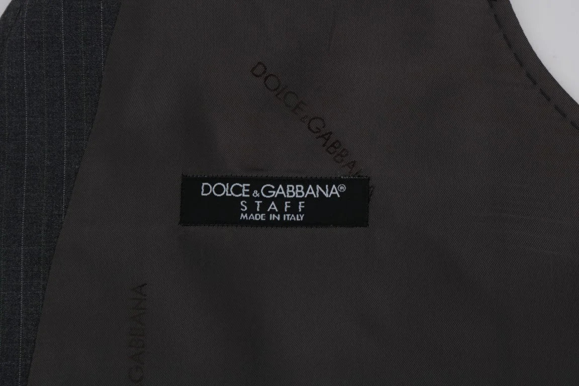 Dolce & Gabbana Gray STAFF Cotton Striped Vest - IT50 | L - Vests