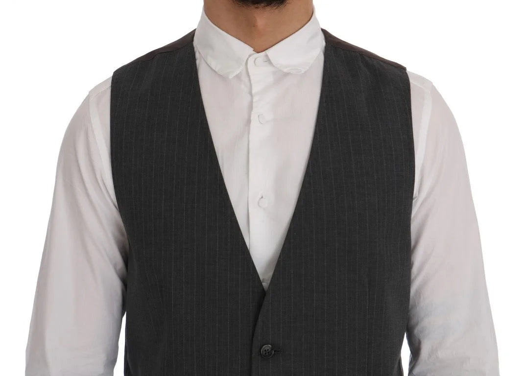 Dolce & Gabbana Gray STAFF Cotton Striped Vest - IT50 | L - Vests