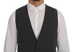 Dolce & Gabbana Gray STAFF Cotton Striped Vest - IT50 | L - Vests