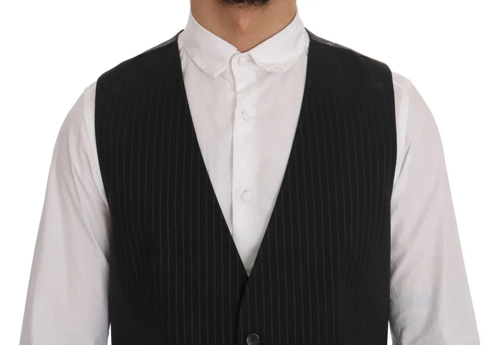 Dolce & Gabbana Gray STAFF Cotton Striped Vest - IT50 | L - Vests