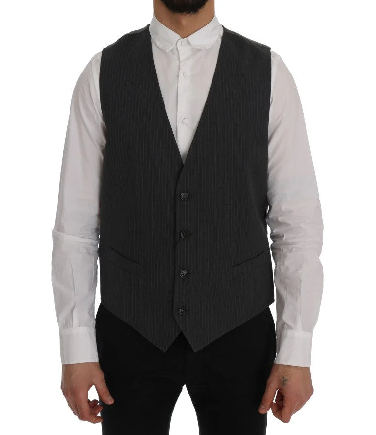 Dolce & Gabbana Gray STAFF Cotton Striped Vest - IT50 | L - Vests