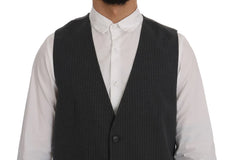 Dolce & Gabbana Gray STAFF Cotton Striped Vest - IT50 | L - Vests