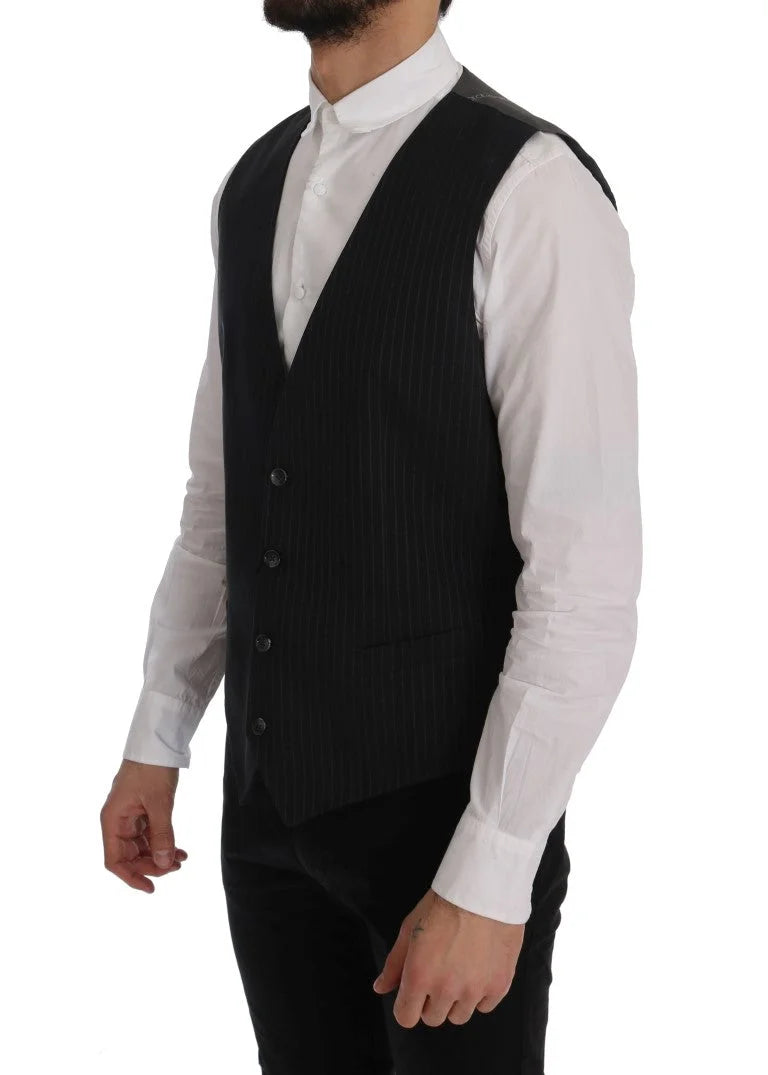 Dolce & Gabbana Gray STAFF Cotton Striped Vest - IT50 | L - Vests