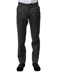 Dolce & Gabbana Gray Striped Cotton Formal Pants - IT44 | XS - Trousers