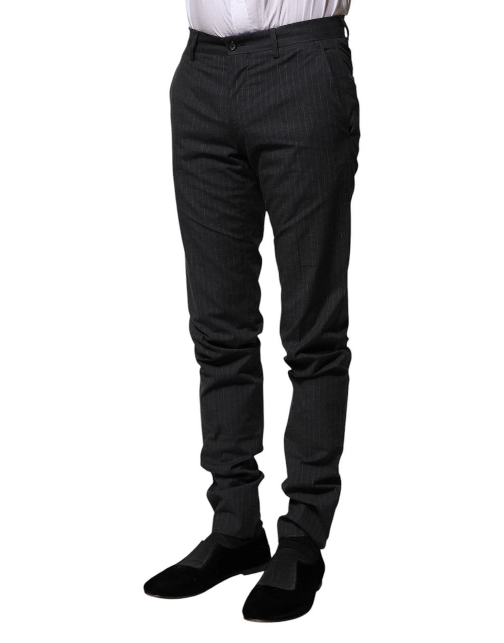 Dolce & Gabbana Gray Striped Cotton Formal Pants - IT44 | XS - Trousers