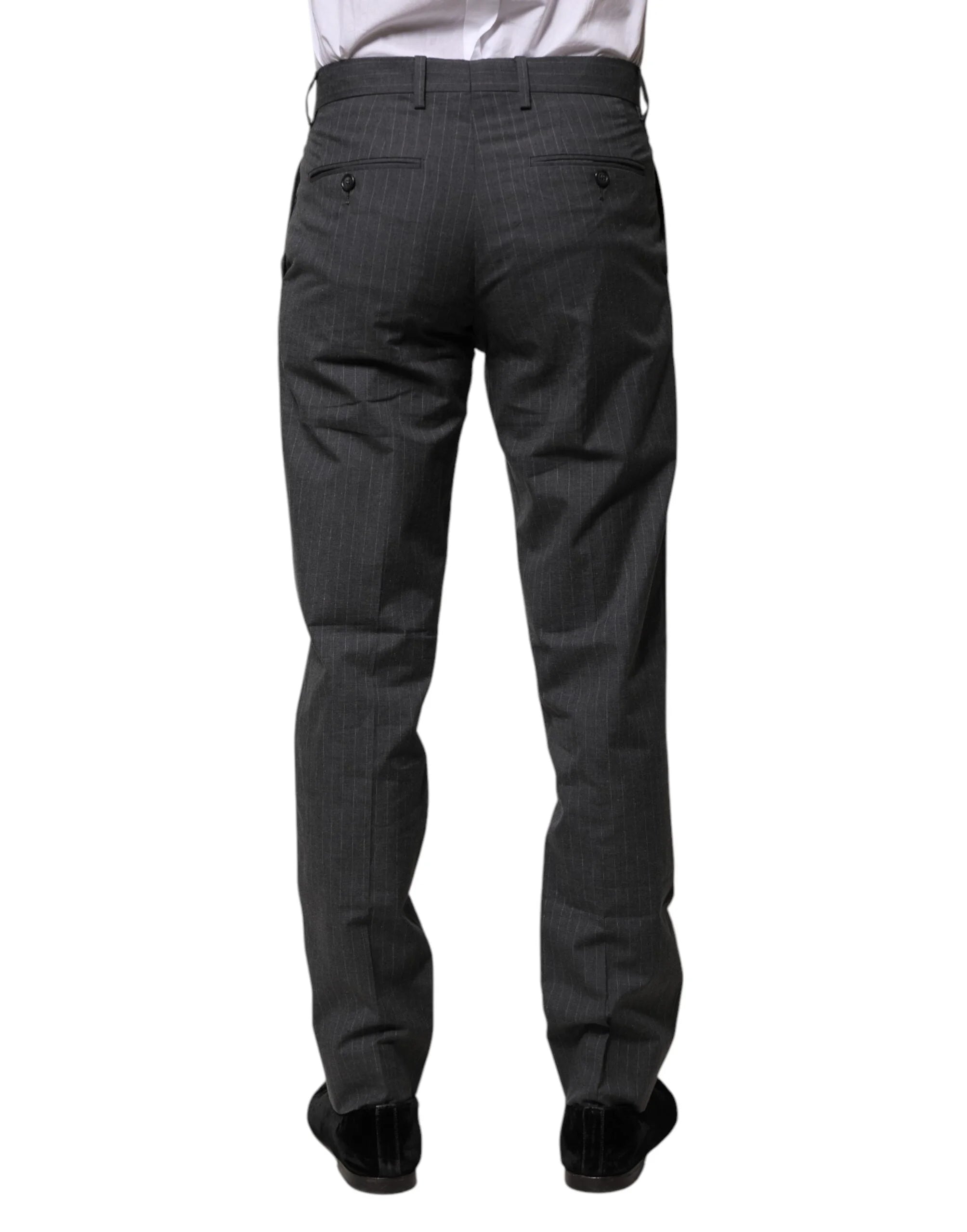 Dolce & Gabbana Gray Striped Cotton Formal Pants - IT44 | XS - Trousers