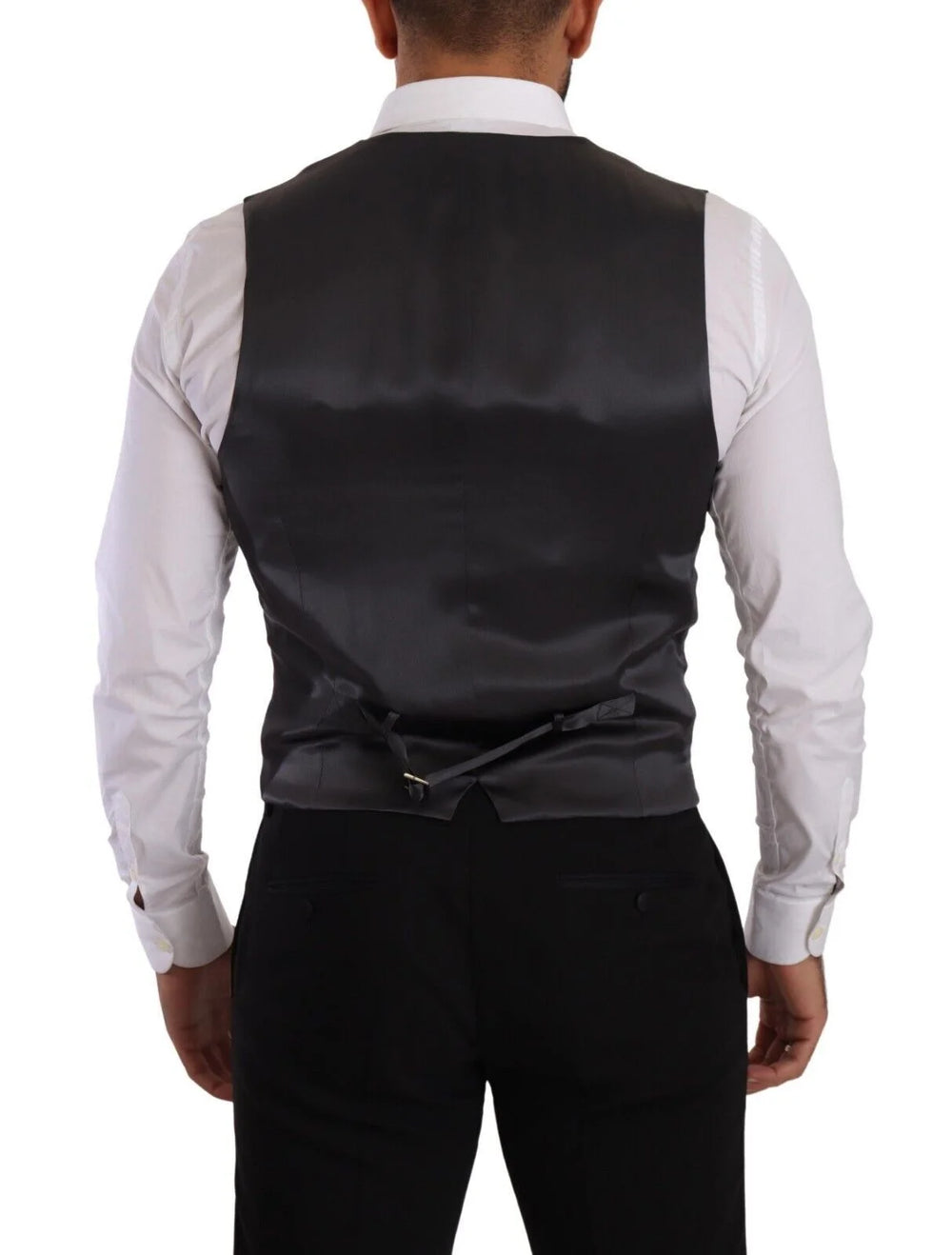 Dolce & Gabbana Gray Striped Double Breasted Waistcoat Vest - IT48 | M - Vests