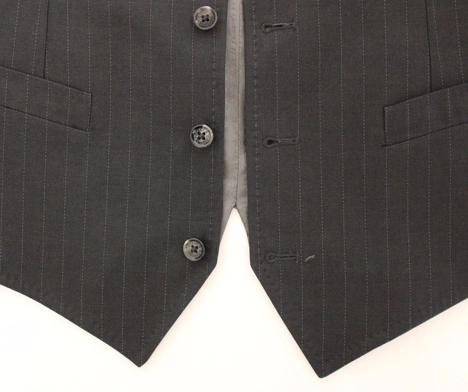 Dolce & Gabbana Gray Striped Formal Dress Gilet Vest - IT46 | S - Vests