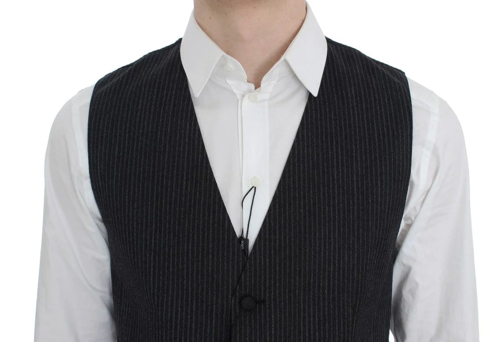 Dolce & Gabbana Gray Striped Formal Vest - IT50 | L - Vests
