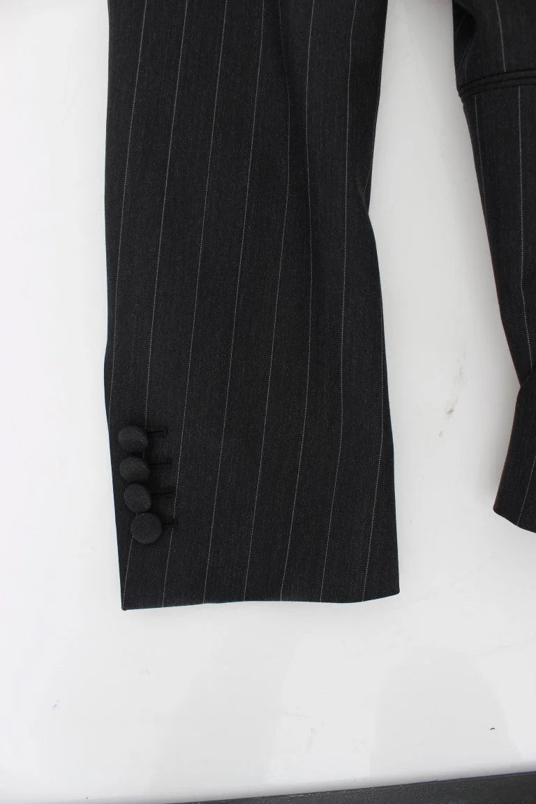 Dolce & Gabbana Gray Striped Slim Fit Wool Blazer - IT50 | L - Sport Jackets
