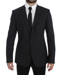 Dolce & Gabbana Gray Striped Slim Fit Wool Blazer - IT50 | L - Sport Jackets