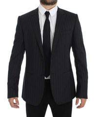 Dolce & Gabbana Gray Striped Slim Fit Wool Blazer - IT50 | L - Sport Jackets