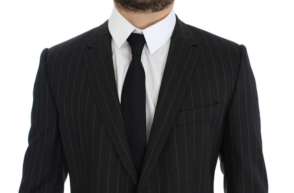 Dolce & Gabbana Gray Striped Slim Fit Wool Blazer - IT50 | L - Sport Jackets