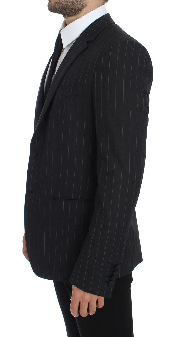 Dolce & Gabbana Gray Striped Slim Fit Wool Blazer - IT50 | L - Sport Jackets