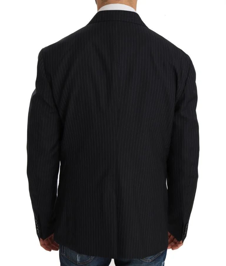Dolce & Gabbana Gray Striped Wool Jacket Coat Slim Blazer - IT50 | L - Sport Jackets