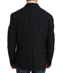 Dolce & Gabbana Gray Striped Wool Jacket Coat Slim Blazer - IT50 | L - Sport Jackets