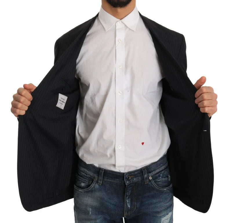 Dolce & Gabbana Gray Striped Wool Jacket Coat Slim Blazer - IT50 | L - Sport Jackets