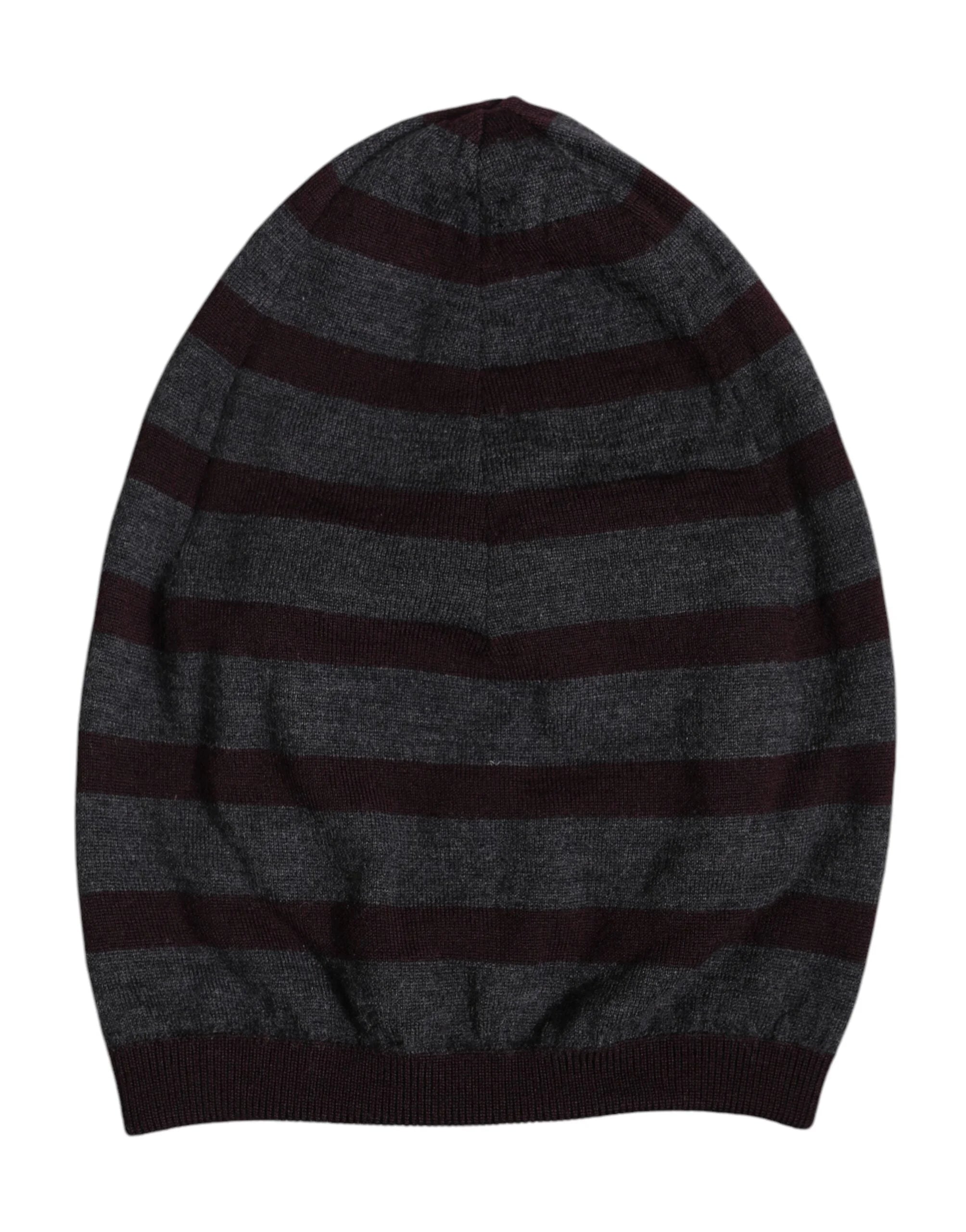 Dolce & Gabbana Gray Striped Wool Knitted Winter Beanie Hat