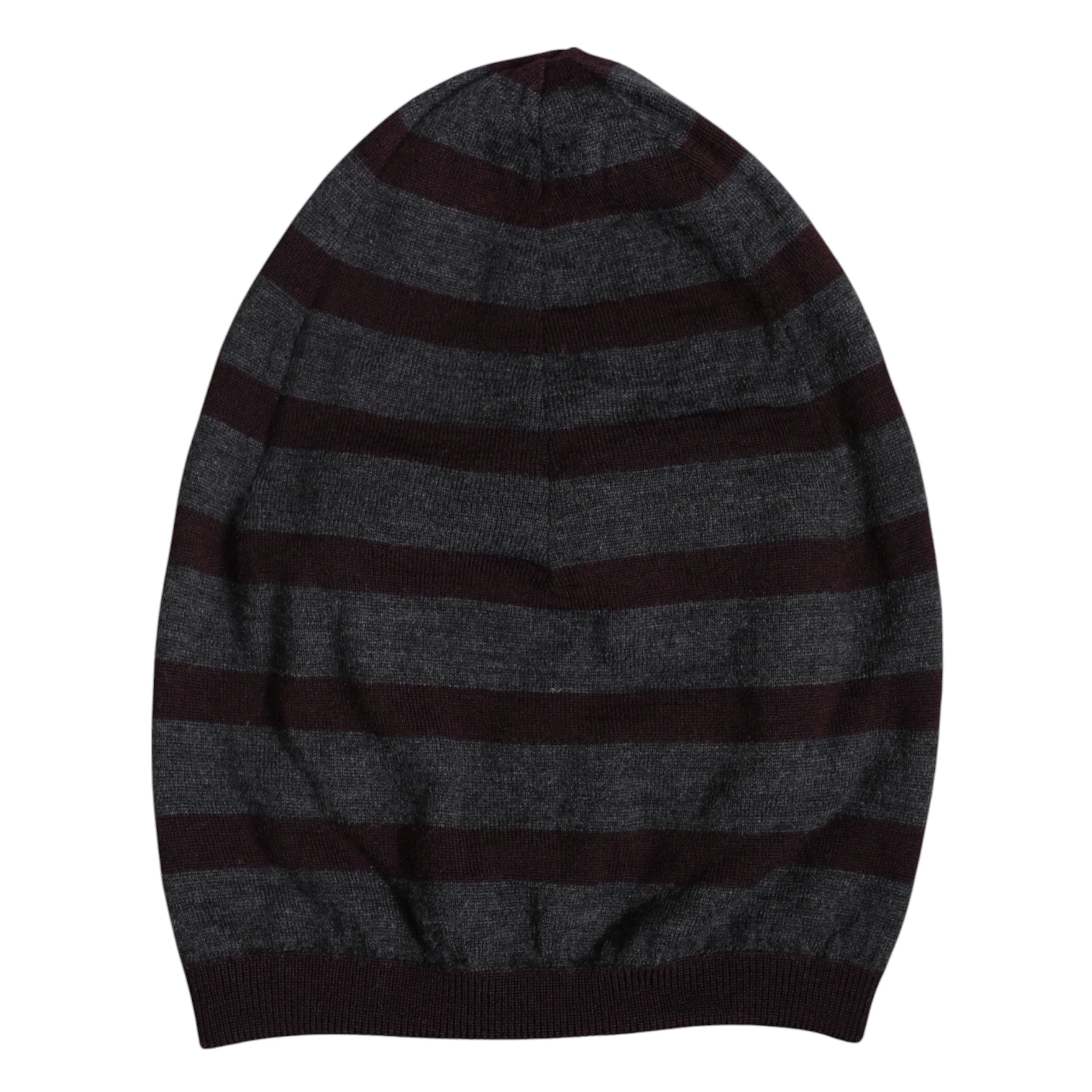 Dolce & Gabbana Gray Striped Wool Knitted Winter Beanie Hat