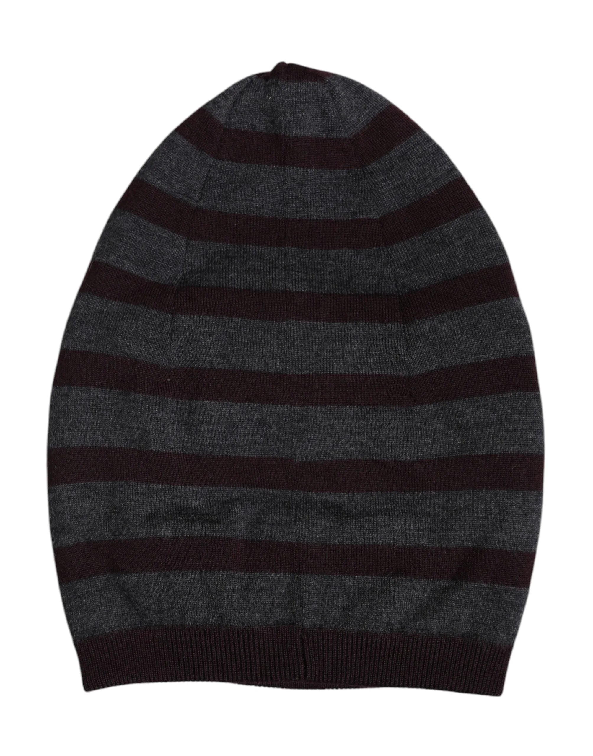Dolce & Gabbana Gray Striped Wool Knitted Winter Beanie Hat