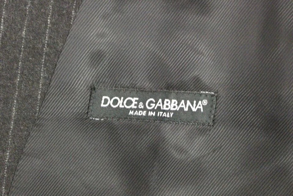 Dolce & Gabbana Gray Striped Wool Logo Vest Gilet Vests - IT48 | M - Vests