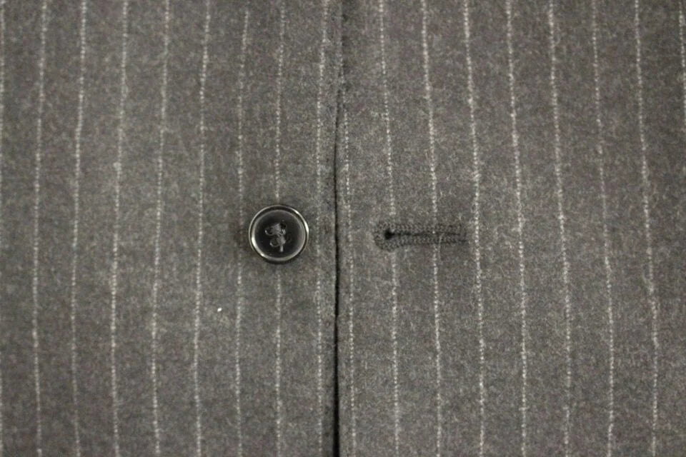 Dolce & Gabbana Gray Striped Wool Logo Vest Gilet Vests - IT48 | M - Vests