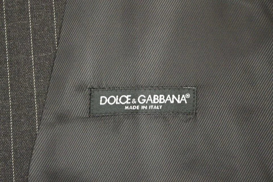 Dolce & Gabbana Gray Striped Wool Logo Vest Gilet Weste - IT48 | M - Vests