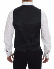 Dolce & Gabbana Gray Striped Wool Logo Vest Gilet Weste - IT48 | M - Vests