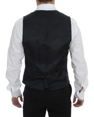Dolce & Gabbana Gray Striped Wool Single Breasted Vest - IT48 | M - Vests