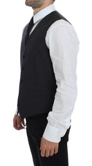 Dolce & Gabbana Gray Striped Wool Single Breasted Vest - IT48 | M - Vests