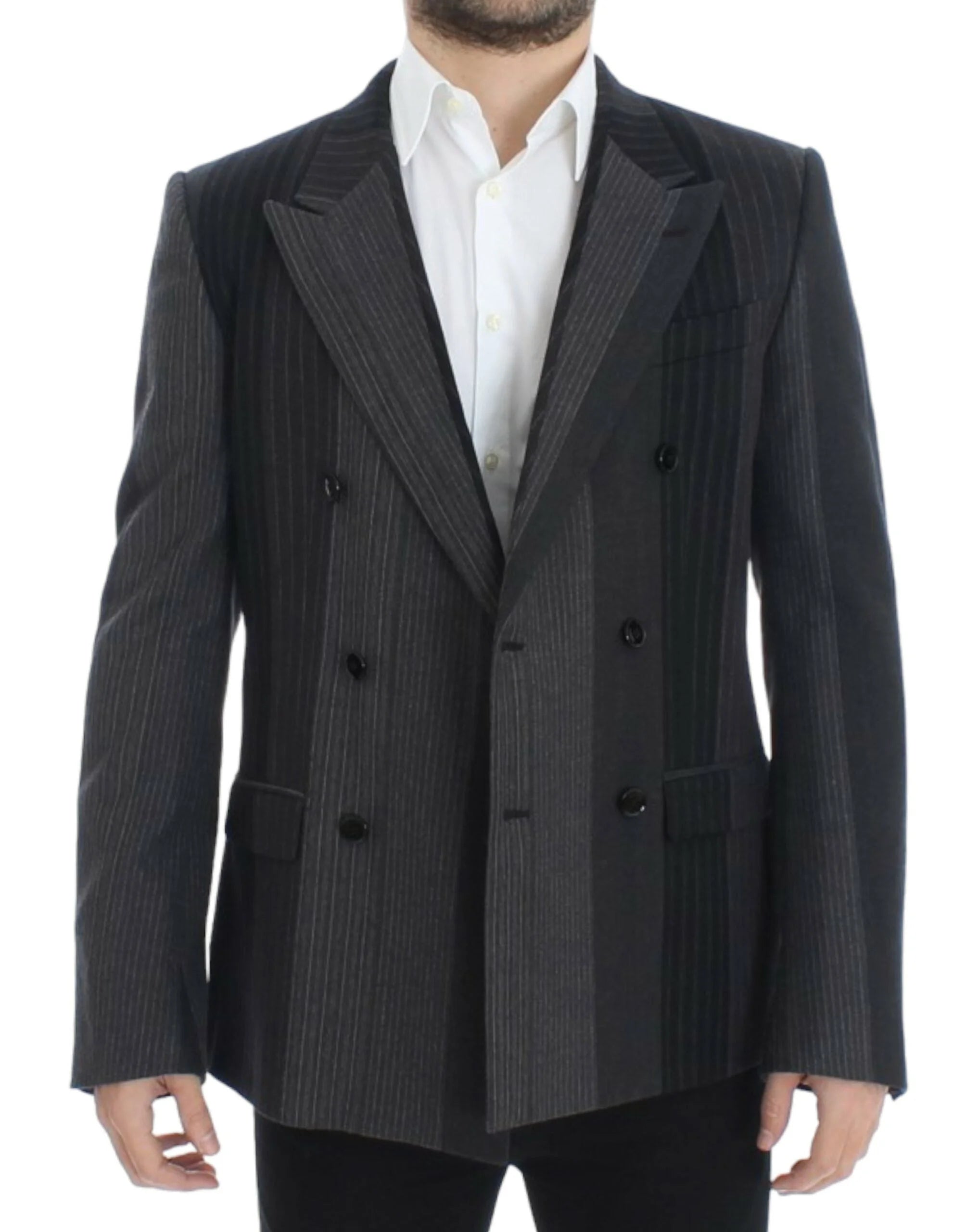 Dolce & Gabbana Gray striped wool stretch blazer - IT48 | M - Sport Jackets