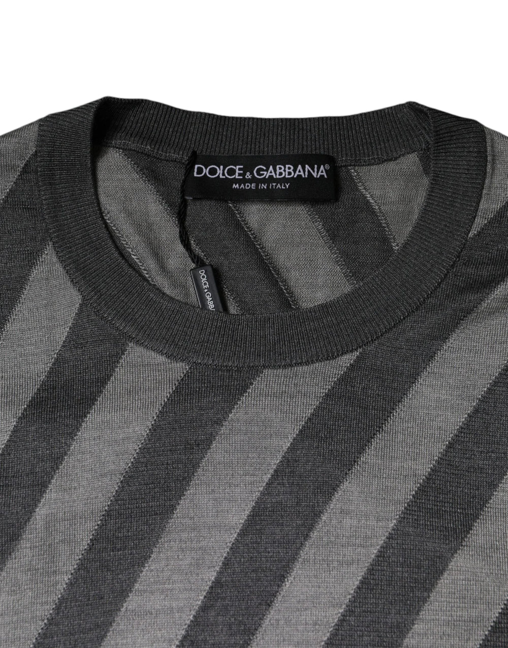 Dolce & Gabbana Gray Stripes Long Sleeve Round Neck Pullover Sweater - IT46 | S - Sweaters