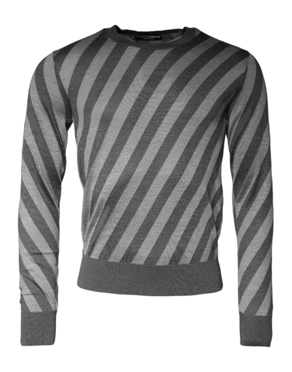 Dolce & Gabbana Gray Stripes Long Sleeve Round Neck Pullover Sweater - IT46 | S - Sweaters