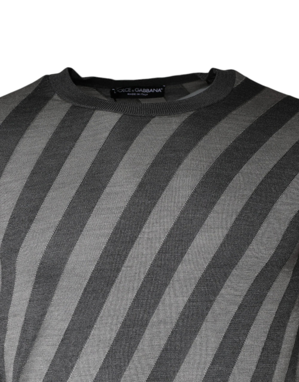 Dolce & Gabbana Gray Stripes Long Sleeve Round Neck Pullover Sweater - IT46 | S - Sweaters