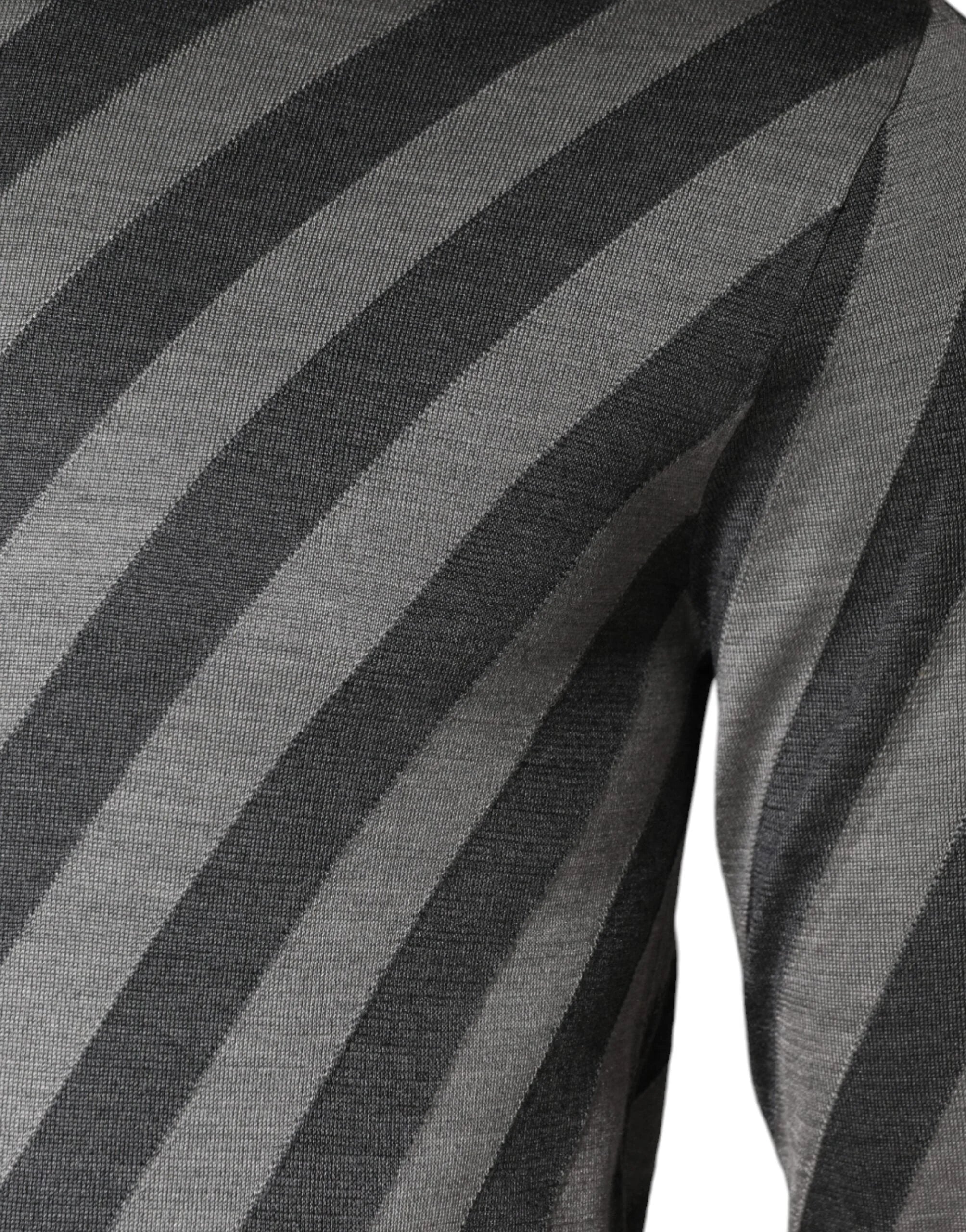 Dolce & Gabbana Gray Stripes Long Sleeve Round Neck Pullover Sweater - IT46 | S - Sweaters