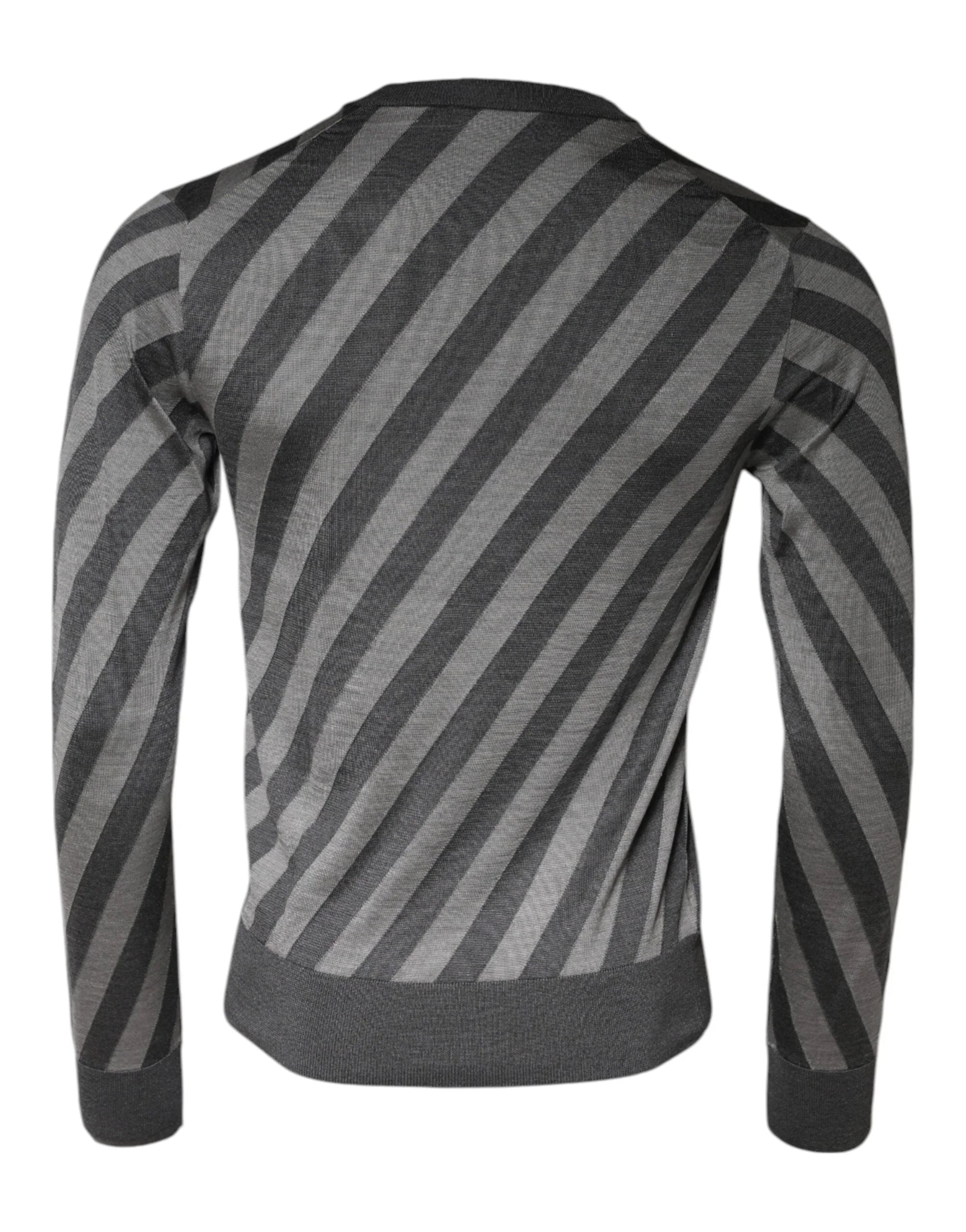 Dolce & Gabbana Gray Stripes Long Sleeve Round Neck Pullover Sweater - IT46 | S - Sweaters